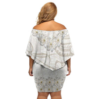 Tokelau Gardenia Thunbergia Family Matching Off Shoulder Short Dress and Hawaiian Shirt Black Polynesian Art Vibe