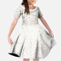 Tokelau Gardenia Thunbergia Family Matching Puletasi and Hawaiian Shirt Black Polynesian Art Vibe