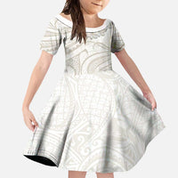 Tokelau Gardenia Thunbergia Family Matching Short Sleeve Bodycon Dress and Hawaiian Shirt Black Polynesian Art Vibe