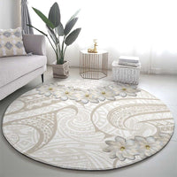 Tokelau Gardenia Thunbergia Round Carpet Black Polynesian Art Vibe