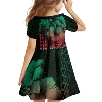 Hawaiian Sea Turtle Family Matching Tank Maxi Dress and Hawaiian Shirt Green Hibiscus Flowers and Kakau Pattern