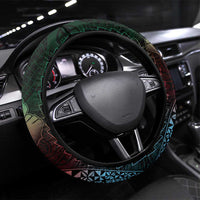 Hawaiian Sea Turtle Steering Wheel Cover Green Hibiscus Flowers and Kakau Pattern LT9 Universal Fit Green - Polynesian Pride