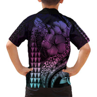 Hawaiian Sea Turtle Hawaiian Shirt Pink Hibiscus Flowers and Kakau Pattern