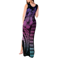 Hawaiian Sea Turtle Tank Maxi Dress Pink Hibiscus Flowers and Kakau Pattern LT9 - Polynesian Pride