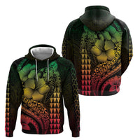 Hawaiian Sea Turtle Zip Hoodie Reggae Hibiscus Flowers and Kakau Pattern LT9 - Polynesian Pride