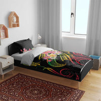 Kiribati Red Jasmine Mango Bedding Set Reggae Polynesian Art Vibe