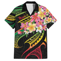 Kiribati Red Jasmine Mango Family Matching Summer Maxi Dress and Hawaiian Shirt Reggae Polynesian Art Vibe