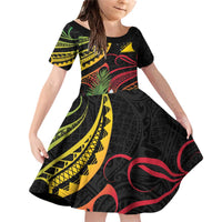 Personalised Tokelau Tropical Flowers Family Matching Off Shoulder Short Dress and Hawaiian Shirt Reggae Polynesian Art Vibe