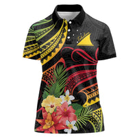 Personalised Tokelau Tropical Flowers Women Polo Shirt Reggae Polynesian Art Vibe
