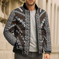 Brown Tongan Polynesian Tribal Bomber Puffer Jacket - Polynesian Pride