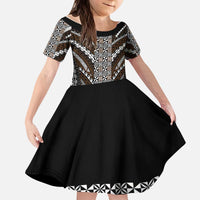 Brown Tongan Polynesian Tribal Kid Short Sleeve Dress - Polynesian Pride