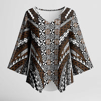 Brown Tongan Polynesian Tribal Kimono Sleeve Blouse - Polynesian Pride