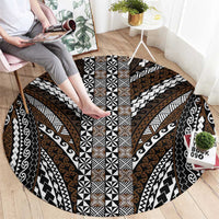 Brown Tongan Polynesian Tribal Round Carpet - Polynesian Pride