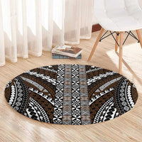 Brown Tongan Polynesian Tribal Round Carpet - Polynesian Pride