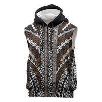 Brown Tongan Polynesian Tribal Sleeveless Zip Hoodie - Polynesian Pride