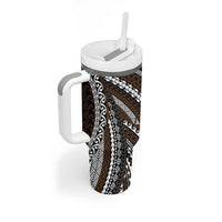 Brown Tongan Polynesian Tribal Tumbler With Handle - Polynesian Pride