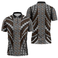 Brown Tongan Polynesian Tribal Zipper Polo Shirt - Polynesian Pride