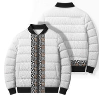 Light Gray Tongan Polynesian Tribal Bomber Puffer Jacket - Polynesian Pride