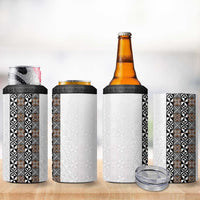 Light Gray Tongan Polynesian Tribal 4 in 1 Can Cooler Tumbler - Polynesian Pride