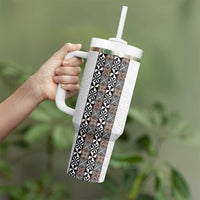 Light Gray Tongan Polynesian Tribal Tumbler With Handle - Polynesian Pride