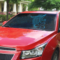 Black Blue Polynesian Tribal Auto Sun Shade - Polynesian Pride