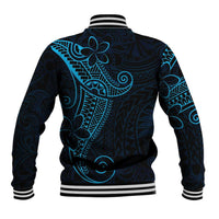 Black Blue Polynesian Tribal Baseball Jacket - Polynesian Pride