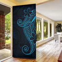 Black Blue Polynesian Tribal Door Cover - Polynesian Pride