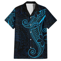 Black Blue Polynesian Tribal Family Matching Short Sleeve Bodycon Dress and Hawaiian Shirt - Polynesian Pride