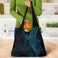 Black Blue Polynesian Tribal Grocery Bag - Polynesian Pride