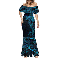 Black Blue Polynesian Tribal Mermaid Dress - Polynesian Pride
