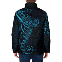 Black Blue Polynesian Tribal Padded Jacket - Polynesian Pride