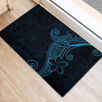Black Blue Polynesian Tribal Rubber Doormat - Polynesian Pride