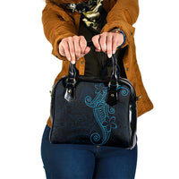 Black Blue Polynesian Tribal Shoulder Handbag LT9 One Size Blue - Polynesian Pride
