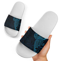 Black Blue Polynesian Tribal Slide Sandals - Polynesian Pride
