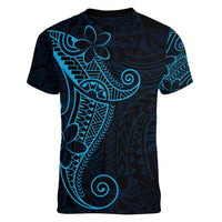 Black Blue Polynesian Tribal Women V-Neck T-Shirt - Polynesian Pride