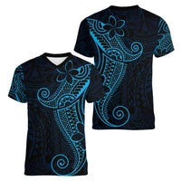 Black Blue Polynesian Tribal Women V-Neck T-Shirt - Polynesian Pride