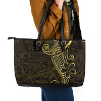 Black Gold Polynesian Tribal Leather Tote Bag - Polynesian Pride