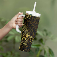 Black Gold Polynesian Tribal Tumbler With Handle - Polynesian Pride
