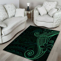 Black Green Polynesian Tribal Area Rug - Polynesian Pride