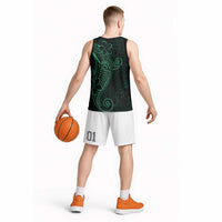 Black Green Polynesian Tribal Basketball Jersey - Polynesian Pride