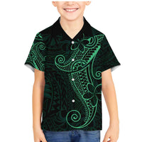 Black Green Polynesian Tribal Family Matching Mermaid Dress and Hawaiian Shirt - Polynesian Pride