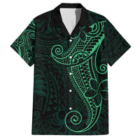 Black Green Polynesian Tribal Family Matching Off Shoulder Maxi Dress and Hawaiian Shirt - Polynesian Pride