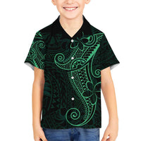 Black Green Polynesian Tribal Kid Hawaiian Shirt LT9 Kid Green - Polynesian Pride