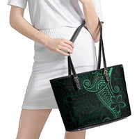 Black Green Polynesian Tribal Leather Tote Bag - Polynesian Pride