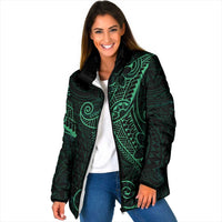 Black Green Polynesian Tribal Padded Jacket - Polynesian Pride