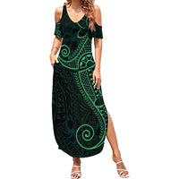 Black Green Polynesian Tribal Summer Maxi Dress - Polynesian Pride