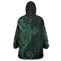 Black Green Polynesian Tribal Wearable Blanket Hoodie - Polynesian Pride
