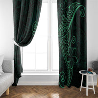 Black Green Polynesian Tribal Window Curtain - Polynesian Pride