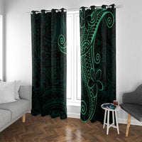 Black Green Polynesian Tribal Window Curtain - Polynesian Pride