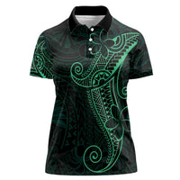 Black Green Polynesian Tribal Women Polo Shirt - Polynesian Pride